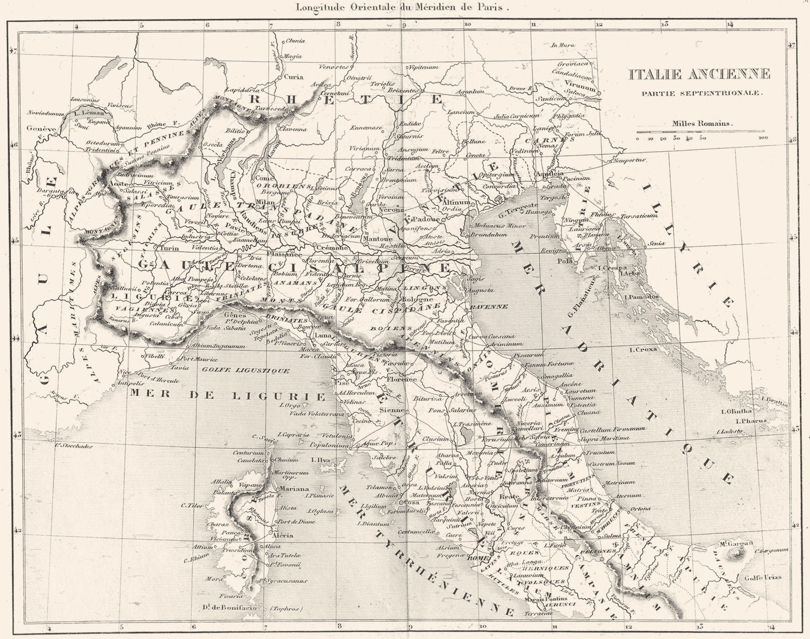 ITALY. Italie Ancienne Partie Septentrionale Ancient North 1879 old map